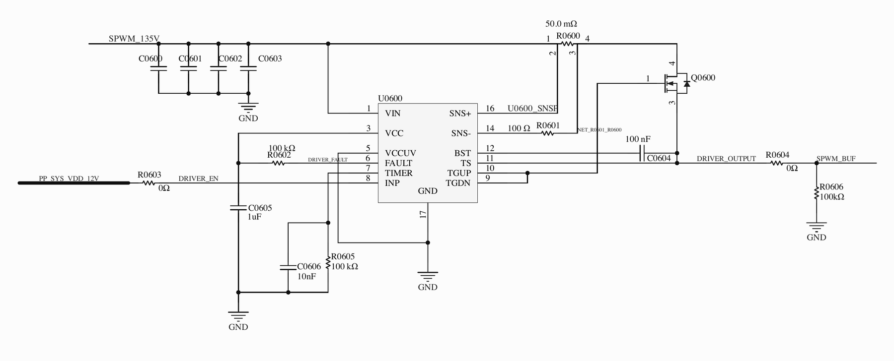 LTC7000 output-driver and current-sensing schematic